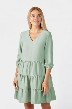 Летнее платье с карманами и воланами, зеленое Azzara 837М - фото 1
