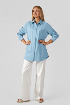 Голубая блузка с рубашечным воротником и закругленным низом Azzara 1006Г - фото 2