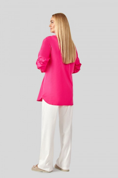 Розовая блузка свободного кроя с накладным карманом Azzara 1006Ф - фото 3