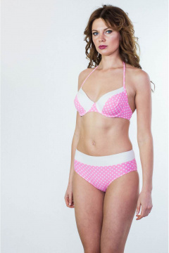 Купальник белый/розовый с формованой чашкой и завязками Frank&Co 41003 розовый_белый - фото 1