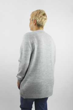 Длинный удлиненный джемпер из шерсти и трикотажа с регланом Полесье С1341-22 2С8773-Д43 170,176 сумерки - фото 3