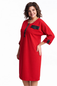 Платье летнее женское трикотаж с кожзамом и карманами Almirastyle 254 - фото 4