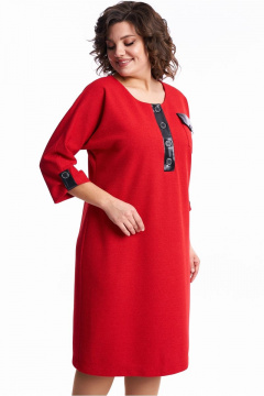 Платье летнее женское трикотаж с кожзамом и карманами Almirastyle 254 - фото 3