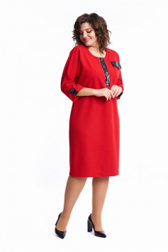 Платье летнее женское трикотаж с кожзамом и карманами Almirastyle 254 - фото 1