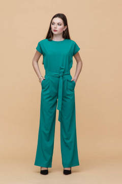 Летний комбинезон из вискозы с карманами для офиса Domna 115(164) зеленый - фото 3