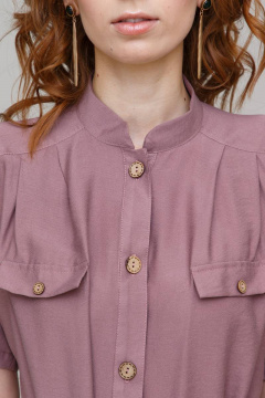 Платье летнее из хлопка с поясом, классический стиль, приталенное Domna 496(164) розово-коричневый - фото 5