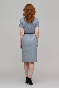 Платье футляр летнее из хлопка, длина миди, подчеркнут пояс Domna 498(164) серый - фото 3