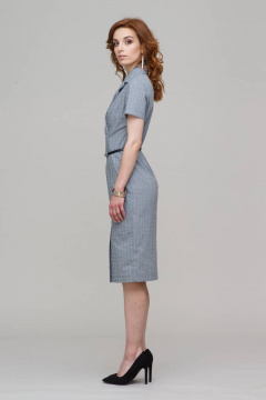 Платье футляр летнее из хлопка, длина миди, подчеркнут пояс Domna 498(164) серый - фото 4