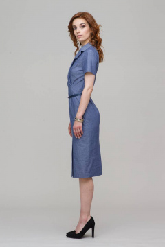 Платье футляр летнее из хлопка, длина миди, с поясом Domna 499(164) т.синий - фото 3