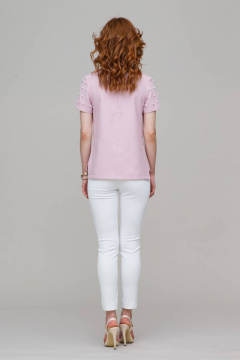 Блузка летняя с короткими рукавами и классическим кроем Domna 538 бледно-розовый - фото 3