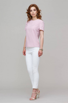 Блузка летняя с короткими рукавами и классическим кроем Domna 538 бледно-розовый - фото 1