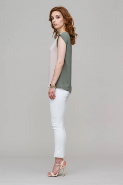 Двуцветная женская блузка из вискозы с разрезами по бокам Domna 539 бежевый - фото 2