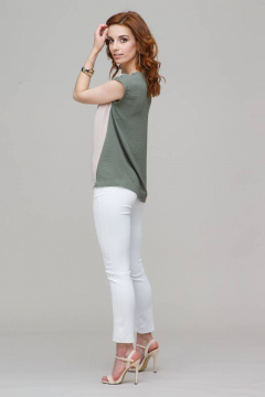 Двуцветная женская блузка из вискозы с разрезами по бокам Domna 539 бежевый - фото 4