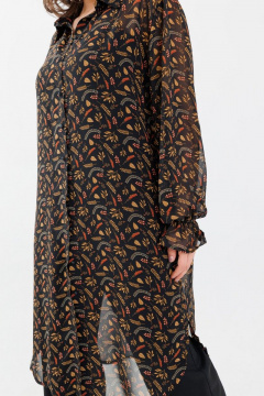 Платье-рубашка из шифона с коротким рукавом для лета Anelli 1282 рябинка - фото 5