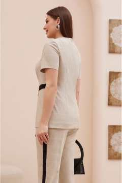 Бежевый костюм из текстиля с жилетом и брюками с разрезами Lissana 4726 - фото 5