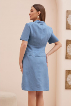 Летний деловой костюм юбочный с жакетом и юбкой из льна Lissana 4862 джинс - фото 5