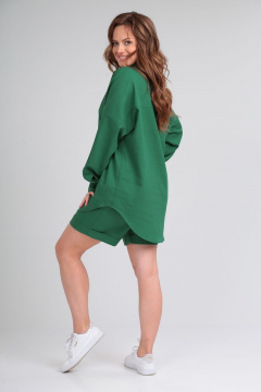 Льняной костюм с рубашкой и шортами для летнего стиля Michel chic 1332 изумруд - фото 4