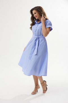 Летнее полуприлегающие платье с кокеткой и поясом из хлопка MALI 423-035 фиалковый - фото 3