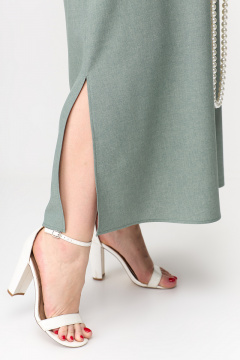 Платье из текстиля с асимметричным передом, вышивкой и карманами Algranda А3877-4 - фото 5