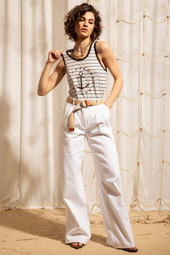 Майка в полоску с глубоким вырезом из трикотажа Nova Line 20734 полоска - фото 4