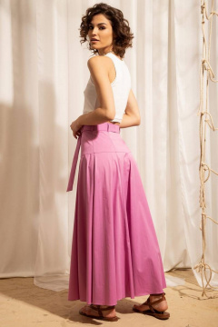 Юбка с кокеткой из хлопка и застежкой на пуговицы Nova Line 3795 фиалковый - фото 2