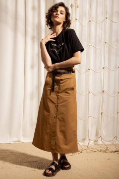 Юбка А-силуэта из костюмной ткани с пуговицами Nova Line 3801 тоффи - фото 1