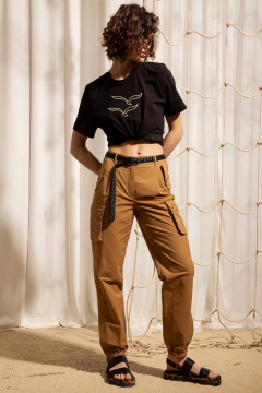 Брюки-карго с накладными карманами и застежкой на кнопки Nova Line 40102 тоффи - фото 1