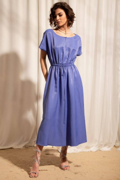 Летнее платье из вискозы с резинкой и юбкой А-силуэта Nova Line 50352 лавандовый - фото 2
