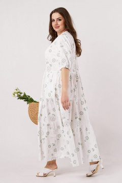 Платье прямое с воланами и карманами на каждодневный стиль Andina city 806-2 белый_круги - фото 2