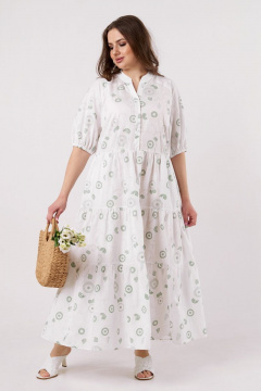 Платье прямое с воланами и карманами на каждодневный стиль Andina city 806-2 белый_круги - фото 4