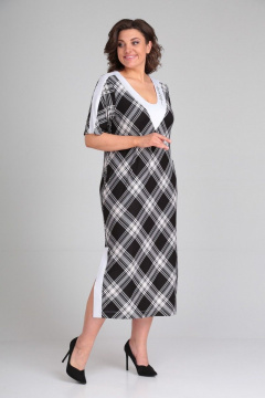 Платье из вискозы с шлицами и отделочной тканью Диомант 1872 - фото 1