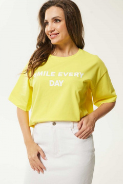 Летняя свободная майка из трикотажа с декоративной печатью Mislana С962 желтый - фото 1