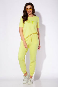 Летний спортивный комплект: футболка и брюки с вышивкой TAiER 1195 желтый - фото 3