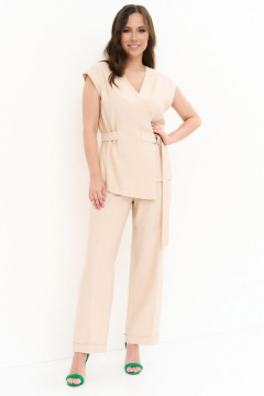 Комплект блуза и брюки классический прямой крой элегантный Магия моды 2247 ваниль - фото 3