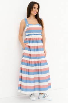 Легкий сарафан свободного кроя с боковыми карманами Магия моды 2265 полоска - фото 4