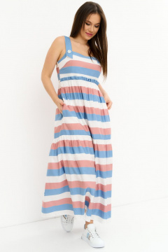 Легкий сарафан свободного кроя с боковыми карманами Магия моды 2265 полоска - фото 3
