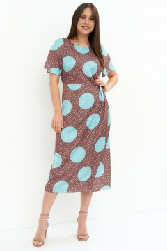 Платье с запахом и застежкой на спинке из струящейся ткани Магия моды 2276 какао_бирюза - фото 4