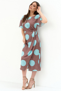 Платье с запахом и застежкой на спинке из струящейся ткани Магия моды 2276 какао_бирюза - фото 1