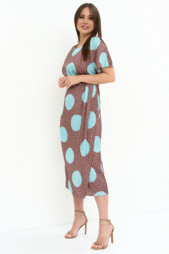 Платье с запахом и застежкой на спинке из струящейся ткани Магия моды 2276 какао_бирюза - фото 3