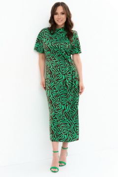 Элегантное платье с отрезной талией и запахом Магия моды 2273 зеленый - фото 3