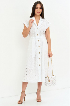Платье из хлопка с вышивкой и приталенным силуэтом Магия моды 2262 белый - фото 4