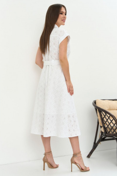 Платье из хлопка с вышивкой и приталенным силуэтом Магия моды 2262 белый - фото 3