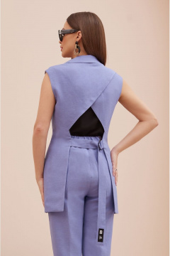 Леновый деловой костюм с жилетом и брюками с коттонами Lissana 4738 - фото 2