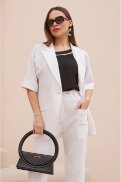 Летний деловой костюм брючный с жакетом и блузой из текстиля Lissana 4740 - фото 2