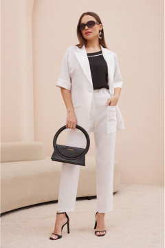 Летний деловой костюм брючный с жакетом и блузой из текстиля Lissana 4740 - фото 1