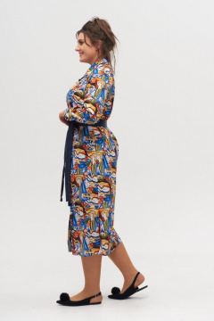 Платье-рубашка из вискозы с разрезами и карманами Anelli 1320 синий - фото 4