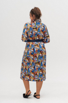 Платье-рубашка из вискозы с разрезами и карманами Anelli 1320 синий - фото 3