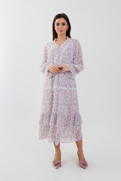 Платье из шифона с поясом и регулируемыми бретелями Anelli 1336 нежность - фото 1