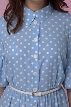 Голубое платье из хлопка с полуприлегающим силуэтом Anelli 713 голубой - фото 4