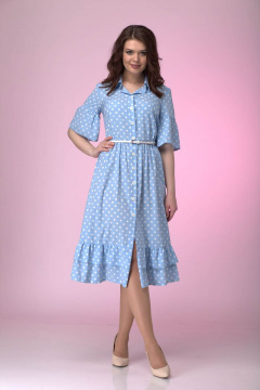 Голубое платье из хлопка с полуприлегающим силуэтом Anelli 713 голубой - фото 3